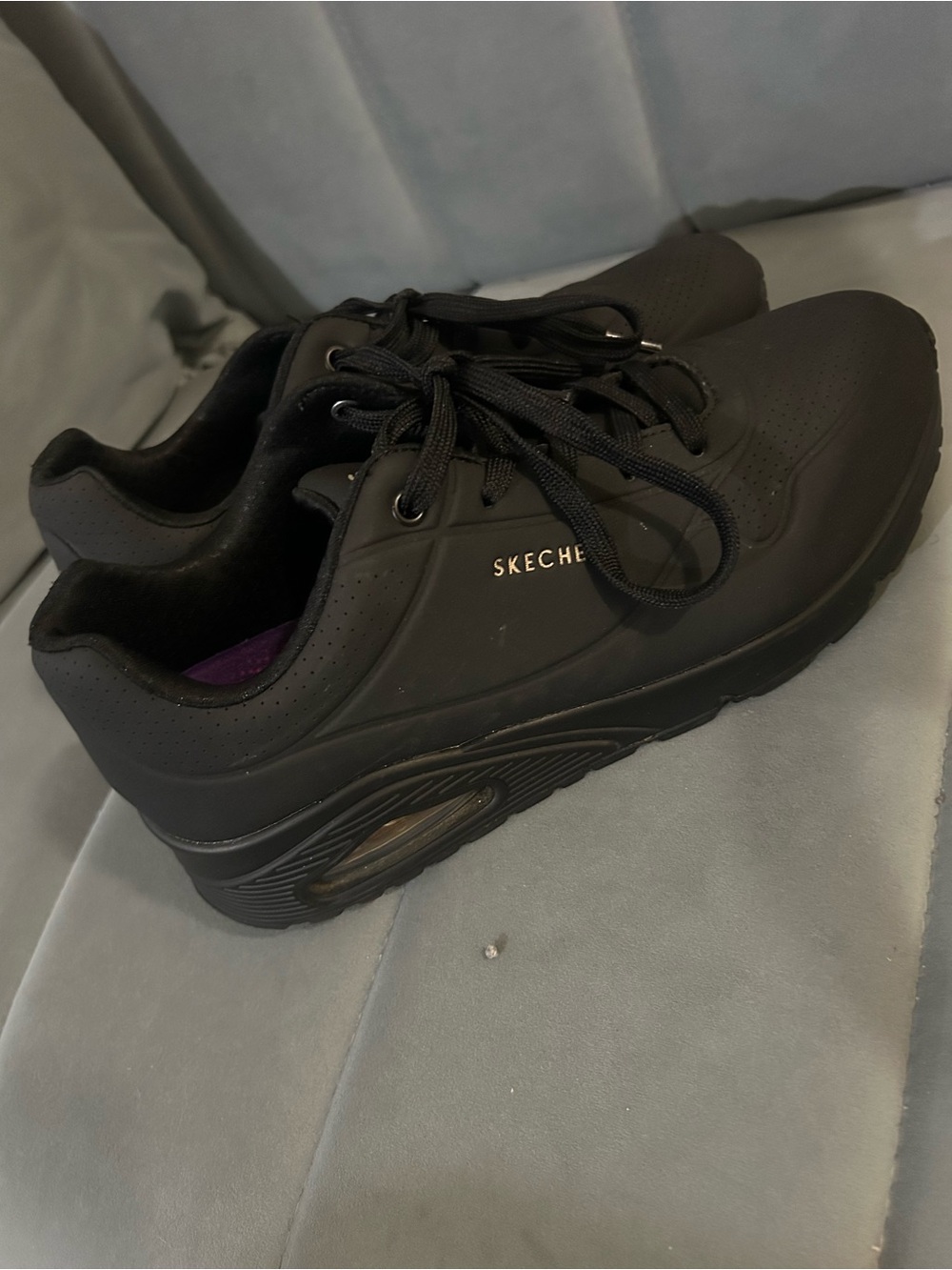 Skechers Black Lace-Up Platform Sneakers